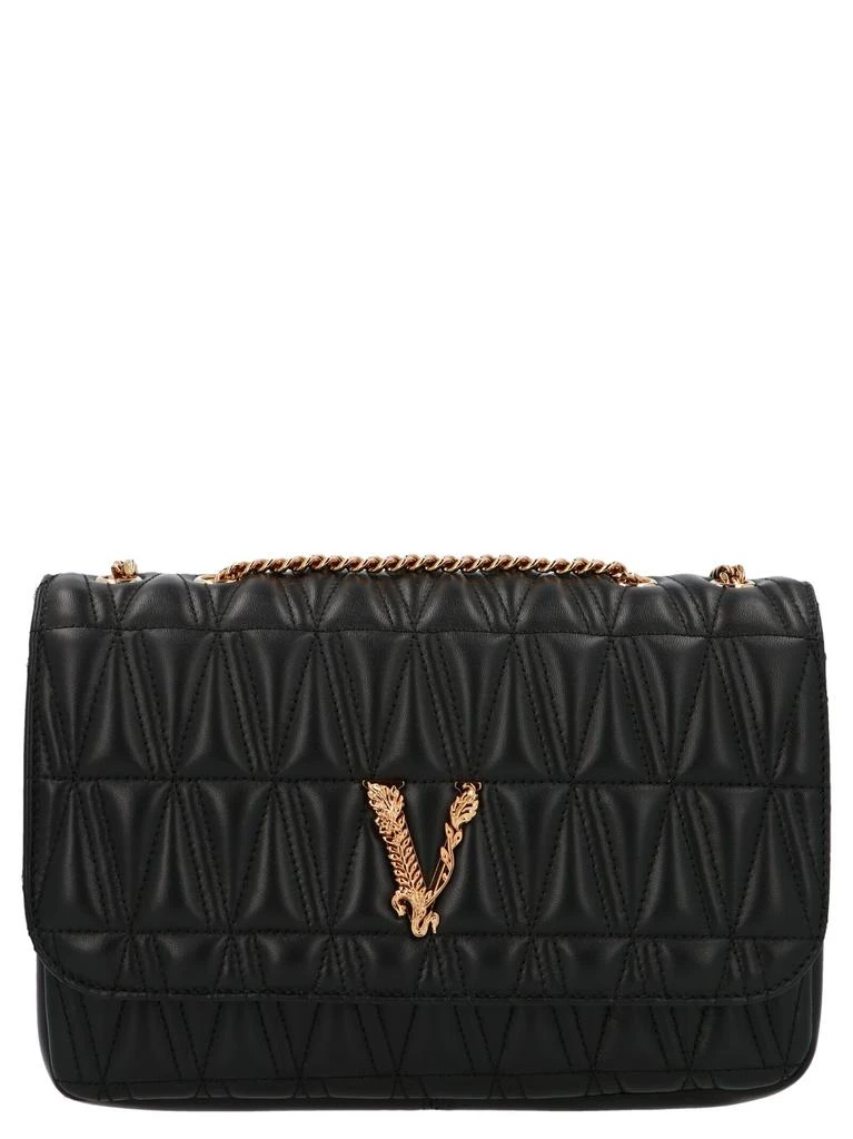 商品Versace|Versace Virtus Logo Plaque Quilted Shoulder Bag,价格¥10198,第1张图片