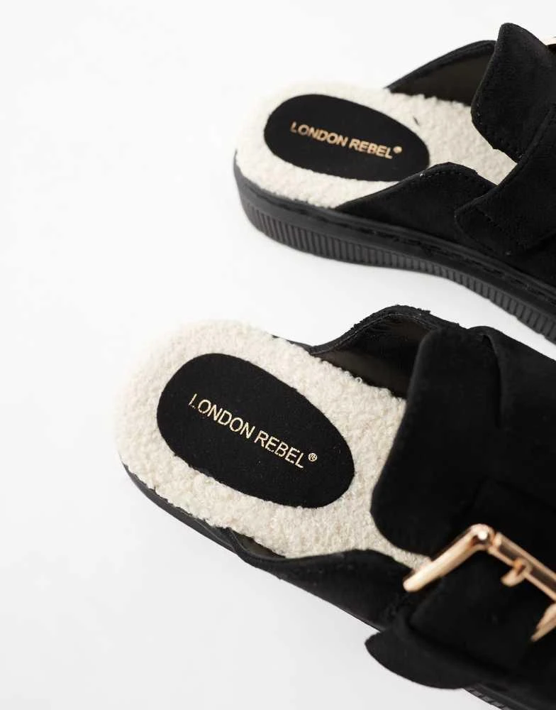 商品London Rebel|London Rebel Donna buckle mules in black,价格¥283,第4张图片详细描述