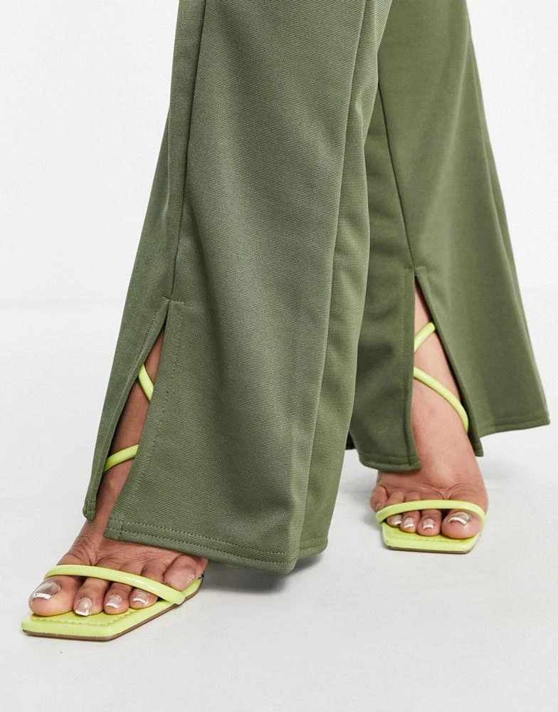 商品ASOS|ASOS DESIGN Curve kick flare with split hem in khaki,价格¥115,第4张图片详细描述