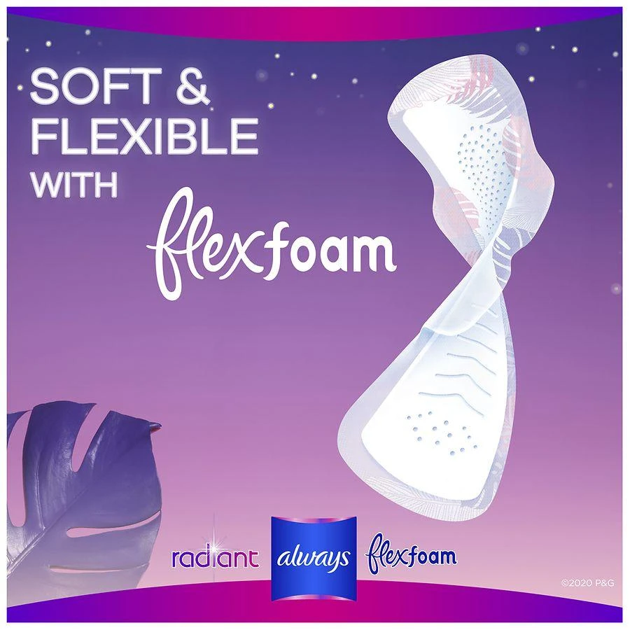 商品Always|Radiant Overnight Feminine Pads For Women, Extra Heavy, With Wings Light Clean, Size 5 (54 ct),价格¥284,第2张图片详细描述