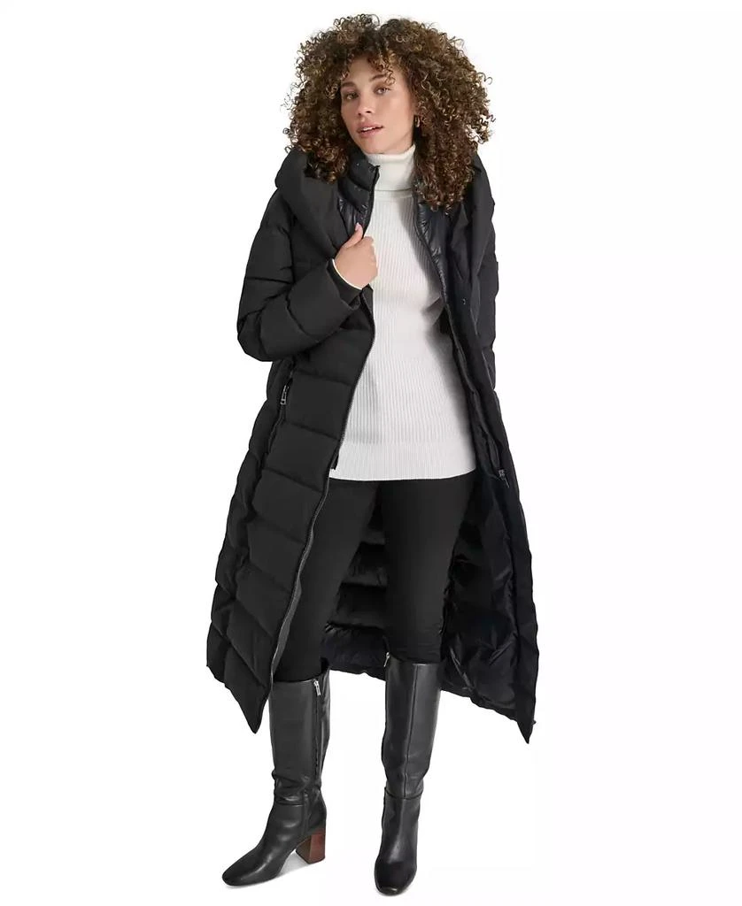 Women's Bibbed Shawl Collar Hooded Puffer Coat 商品