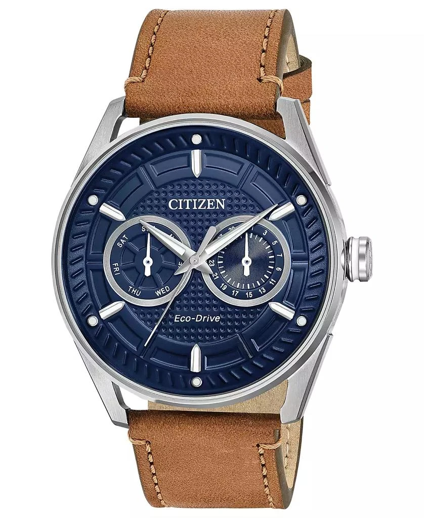 商品Citizen|Drive from Citizen Eco-Drive Men's Brown Leather Strap Watch 42mm,价格¥2267,第1张图片