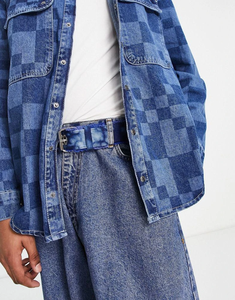 商品The Ragged Priest|The Ragged Priest seasons checkerboard denim shirt in blue,价格¥323,第4张图片详细描述