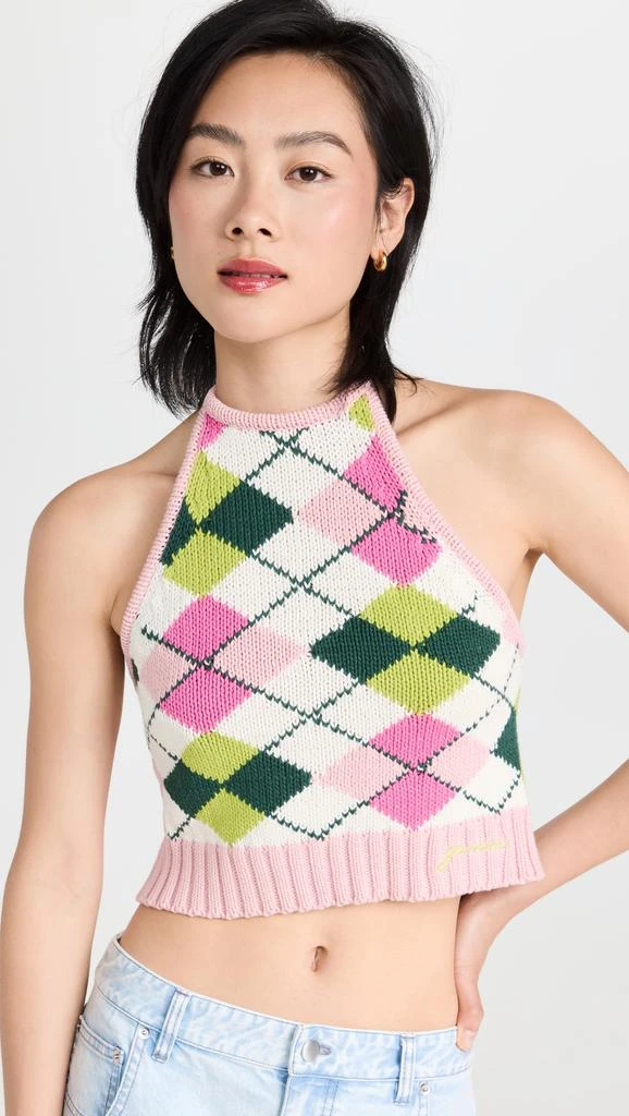 商品Ganni|GANNI Graphic Cotton Halterneck Top,价格¥347,第2张图片详细描述