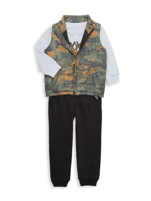 商品Timberland|Baby Boy’s 3-Piece Camo Vest, Tee & Joggers Set,价格¥119,第1张图片