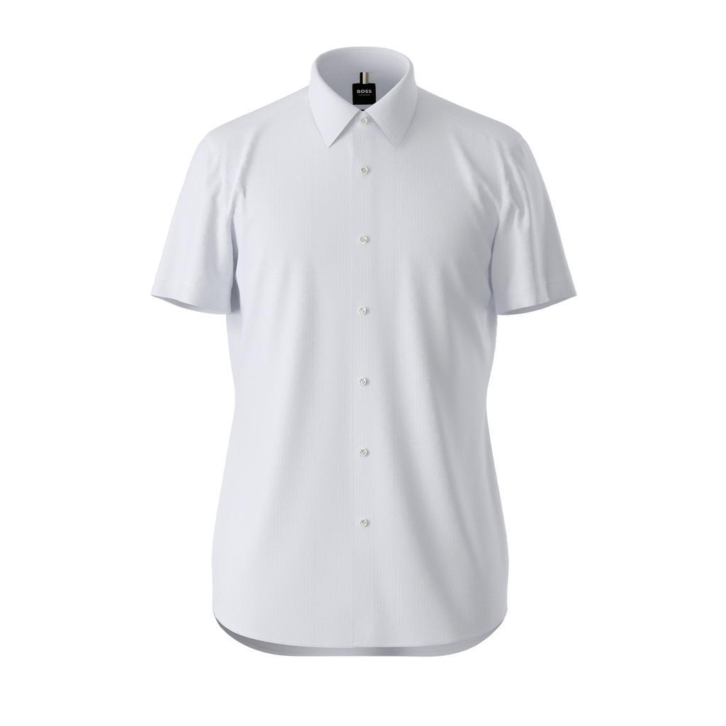 商品Hugo Boss|BOSS - T-HAYS-KENT Light Blue Slim Fit Short Sleeve Shirt 50470103 450,价格¥662,第1张图片