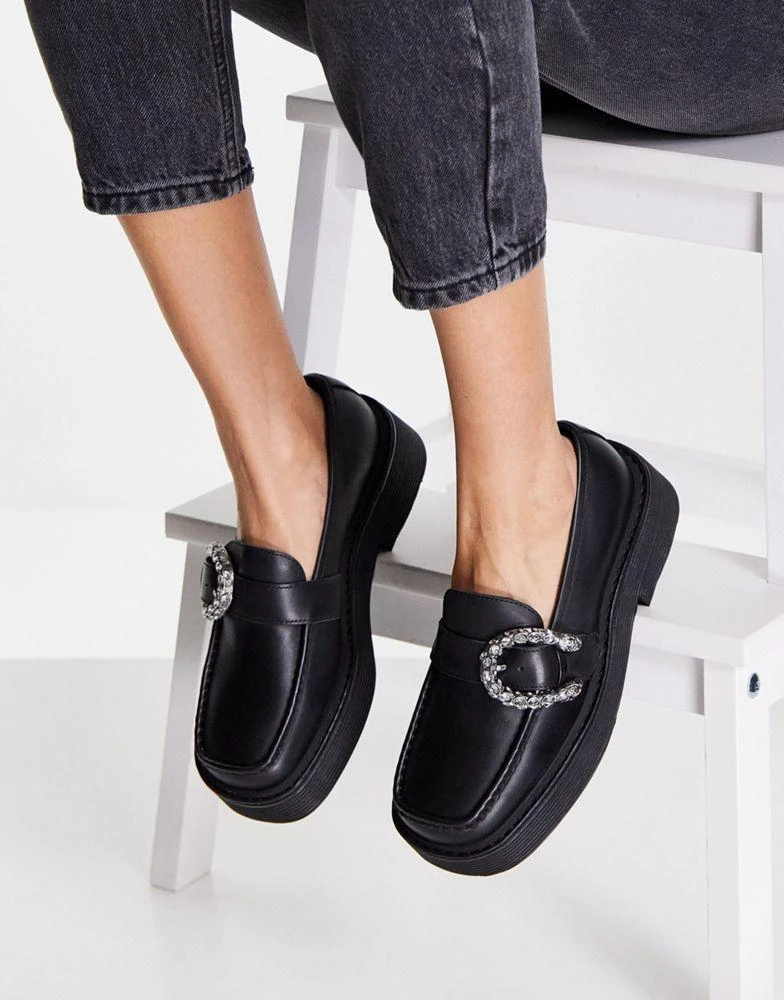 商品Tony Bianco|Tony Bianco Gloria leather chunky embellished loafers in black,价格¥734,第1张图片