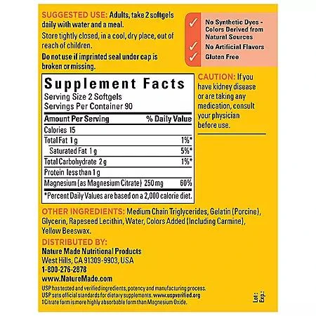Nature Made Magnesium Citrate Softgels, 250 mg (180 ct.) 商品