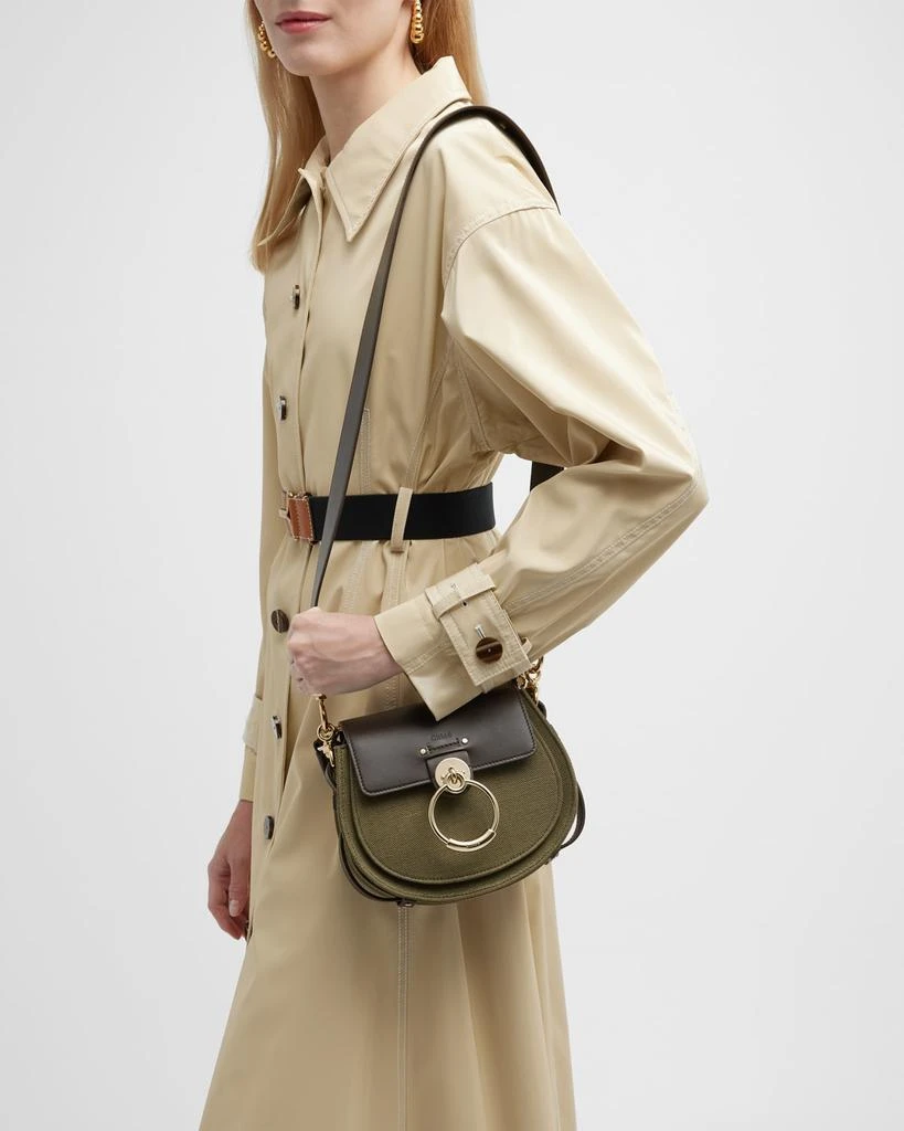 商品Chloé|Tess Small Linen & Leather Saddle Crossbody Bag,价格¥13851,第2张图片详细描述
