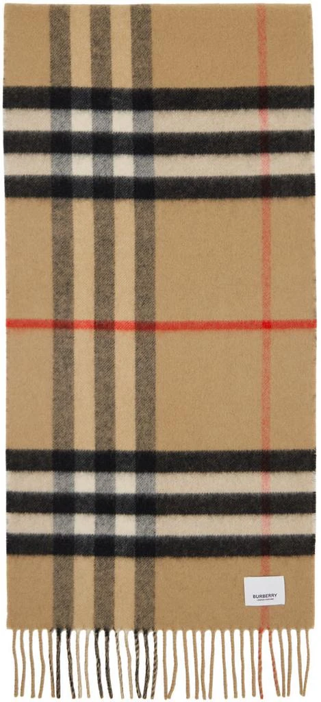 商品Burberry|驼色 Monogram & Check 双面围巾,价格¥5577,第2张图片详细描述