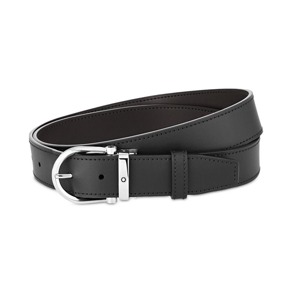 Horseshoe Buckle Reversible Leather Belt商品第2张图片规格展示