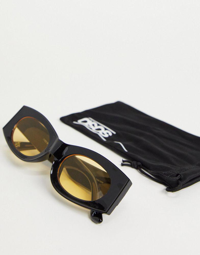 ASOS DESIGN square sunglasses in black with amber lens商品第4张图片规格展示