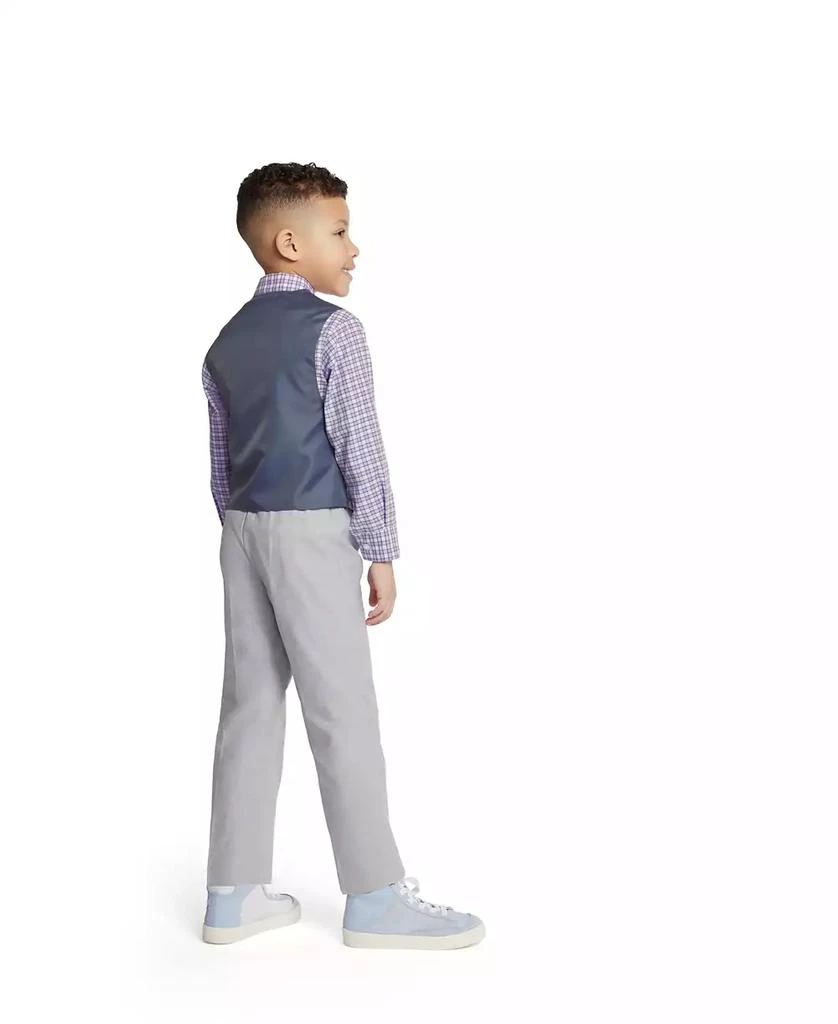 Toddler and Little Boys Machine Washable Oxford Vest, Shirt, Pants, Necktie and Pocket Square, 5 Piece Set 商品