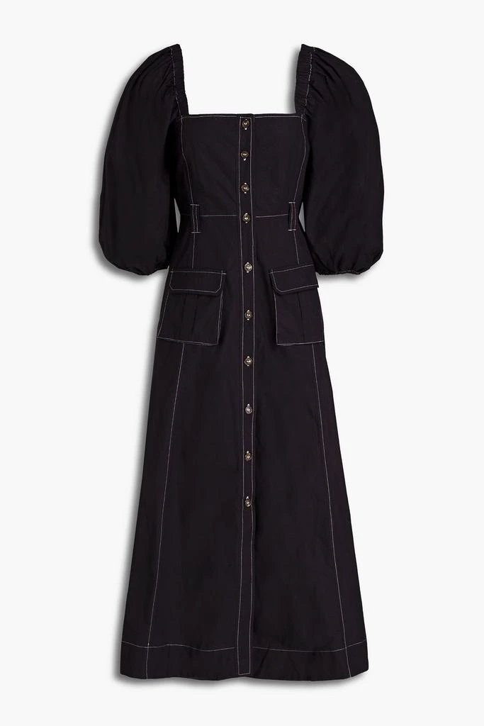 商品Ganni|Topstitched organic cotton midi dress,价格¥889,第1张图片
