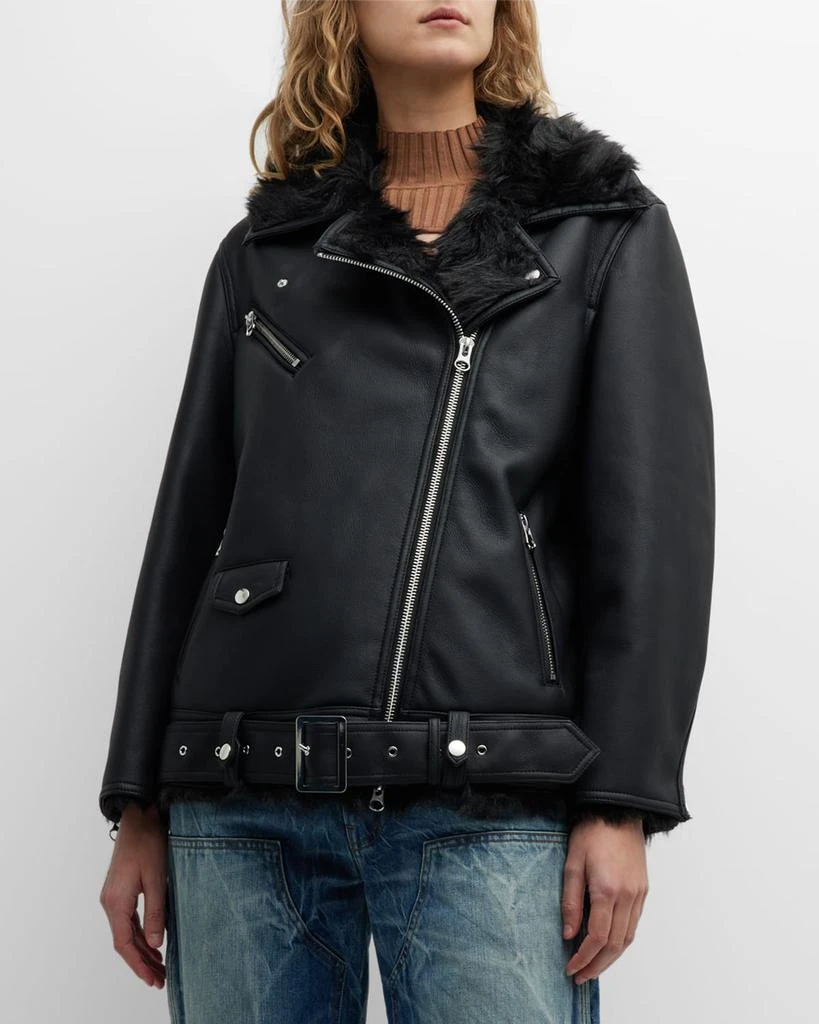 商品STAND STUDIO|Carrie Faux Shearling Biker Jacket,价格¥3337,第1张图片