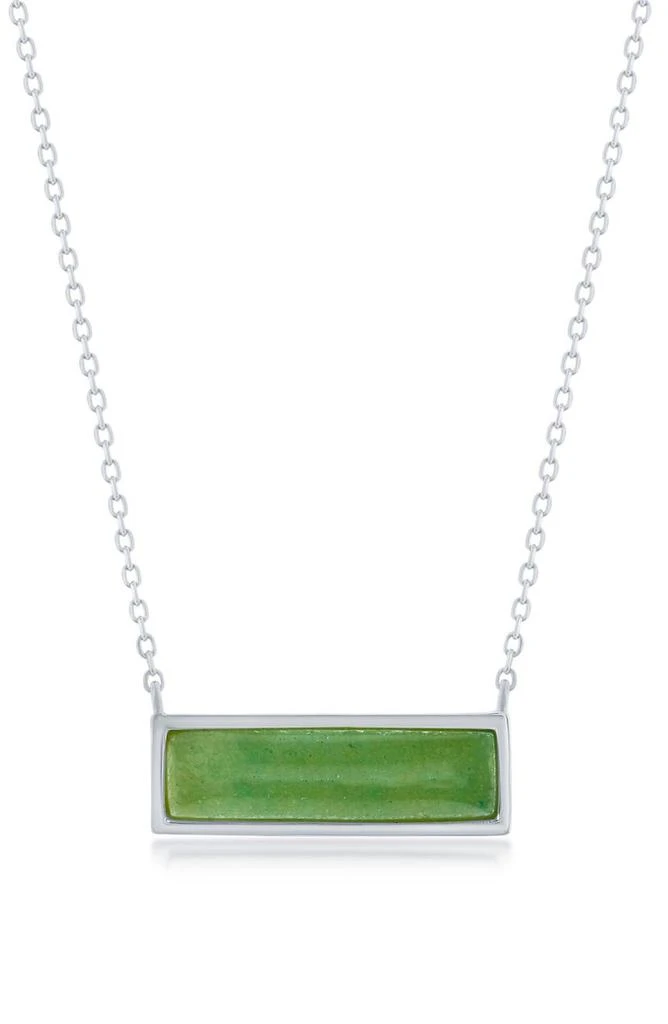 商品SIMONA|Sterling Silver Rectangle Jade Necklace,价格¥662,第1张图片