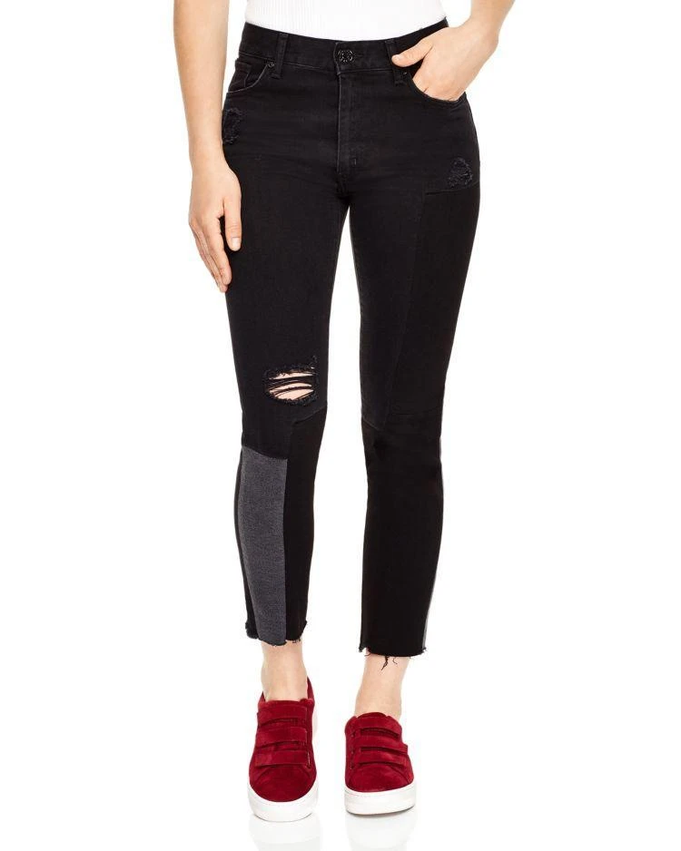 商品Sandro|Dorris Distressed Patchwork Jeans,价格¥1203,第1张图片