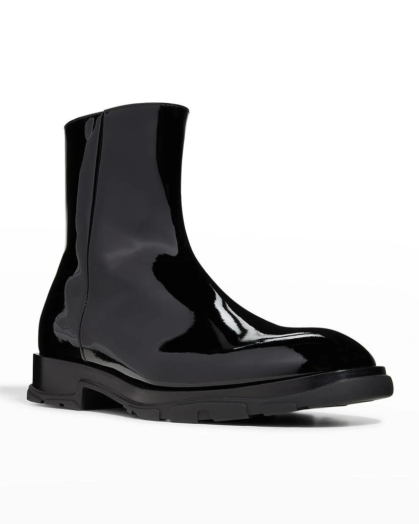 商品Alexander McQueen|Men's Slim Tread Shiny Patent Leather Boots,价格¥4315,第2张图片详细描述