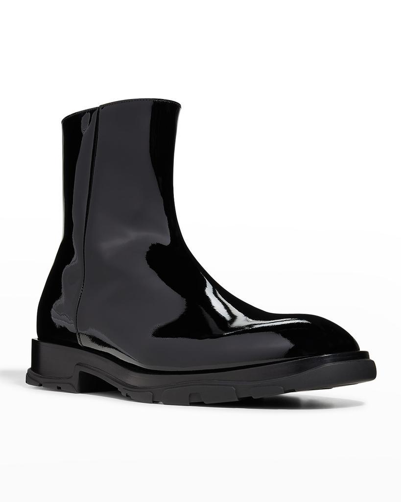 商品Alexander McQueen|Men's Slim Tread Shiny Patent Leather Boots,价格¥4119,第4张图片详细描述
