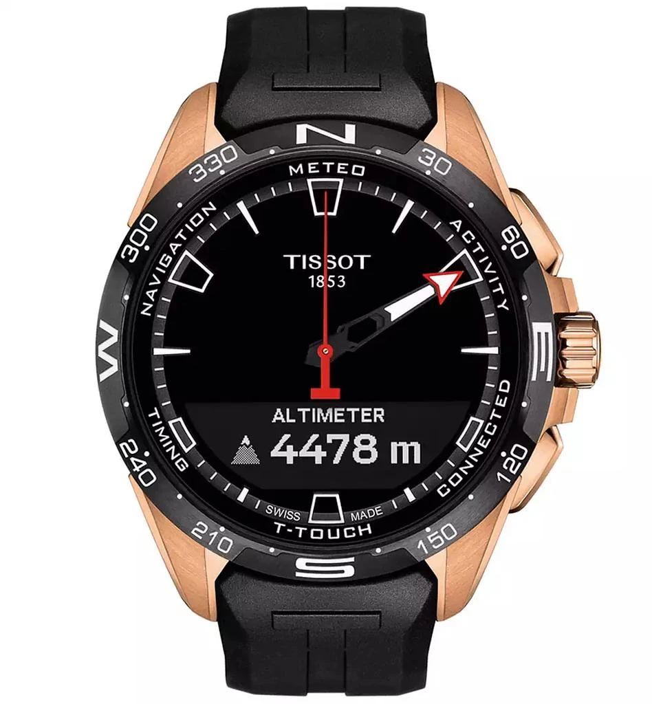 商品Tissot|Men's Swiss T-Touch Connect Solar Black Rubber Strap Smart Watch 48mm,价格¥8940,第5张图片详细描述