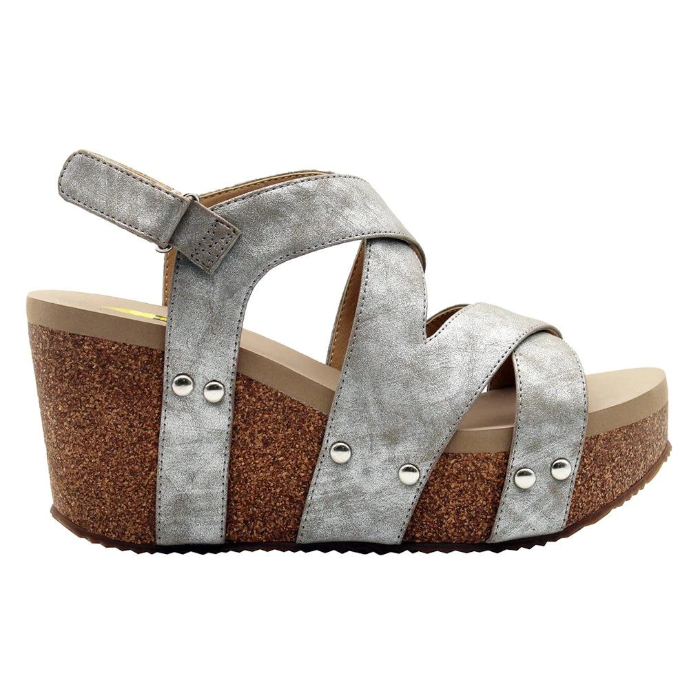 商品VOLATILE|Tory Slingback Studded Wedge Sandals,价格¥489,第1张图片