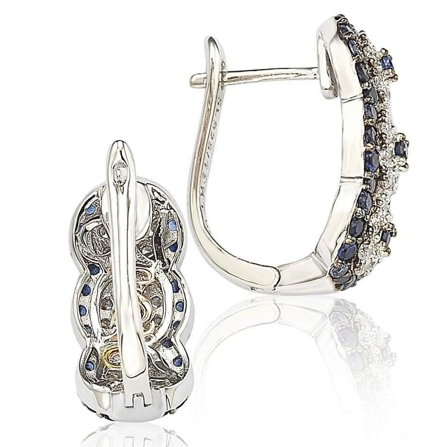 商品Suzy Levian|Sapphire and Diamond in Sterling Silver Earrings,价格¥3448,第2张图片详细描述