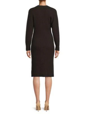 商品Vince|V Neck Rib Knit Dress,价格¥591,第2张图片详细描述