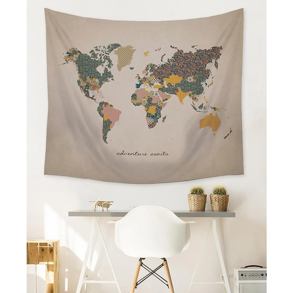 商品Stratton Home Décor|Stratton Home Decor "Adventure Await" Map Wall Tapestry,价格¥286,第2张图片详细描述