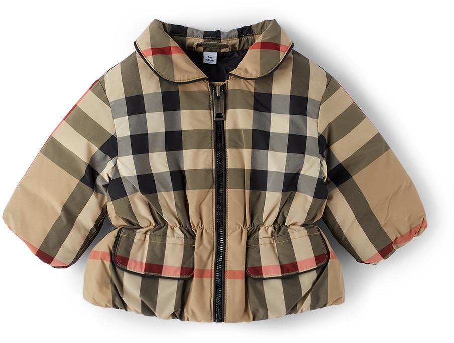 商品Burberry|Baby Beige Down Vintage Check Jacket,价格¥3184,第1张图片