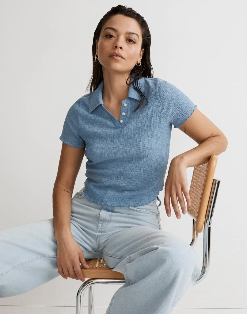 商品Madewell|Crinkle Polo Crop Tee,价格¥81,第4张图片详细描述