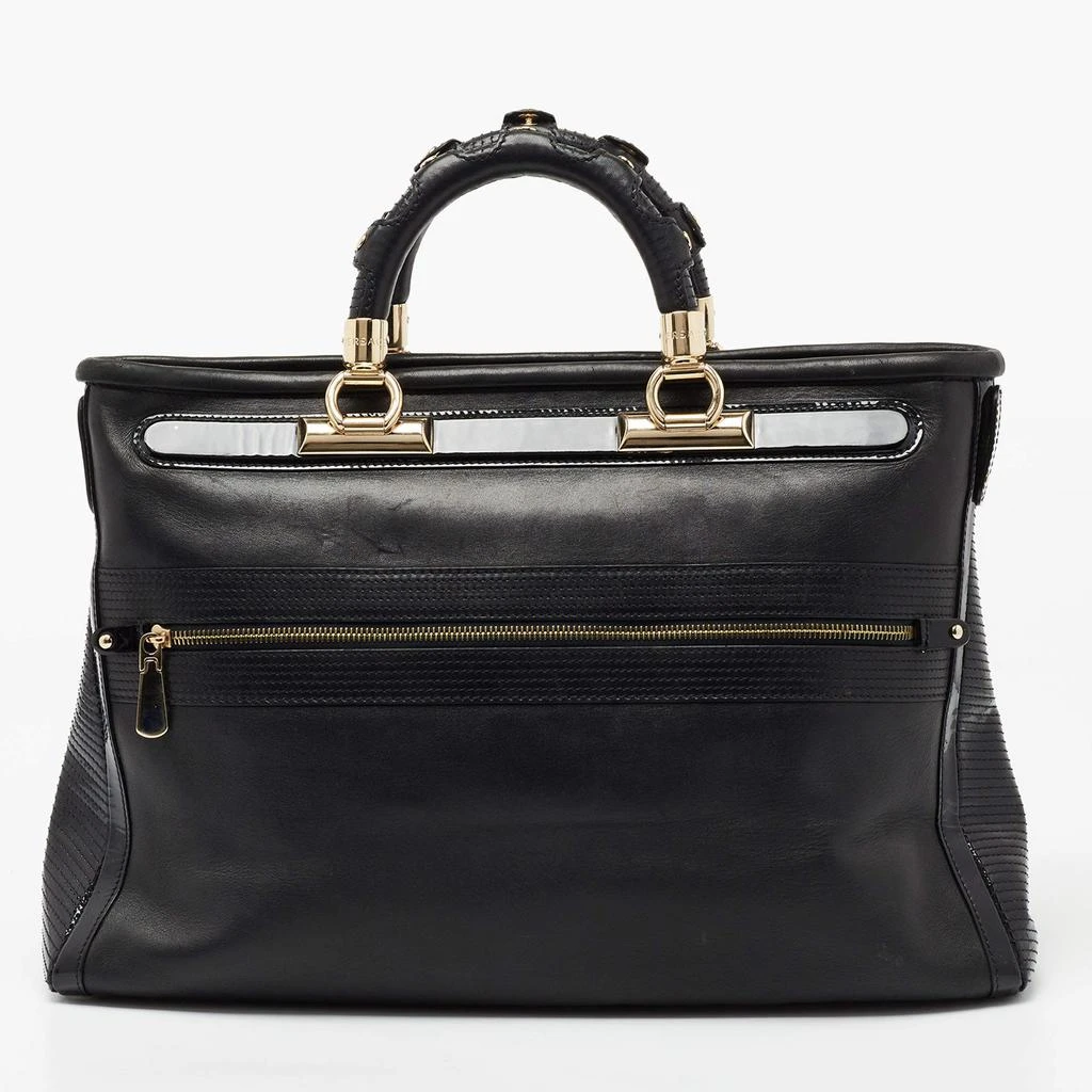 商品[二手商品] Versace|Versace Black Patent And Leather Vanitas Shopping Tote,价格¥5032,第4张图片详细描述