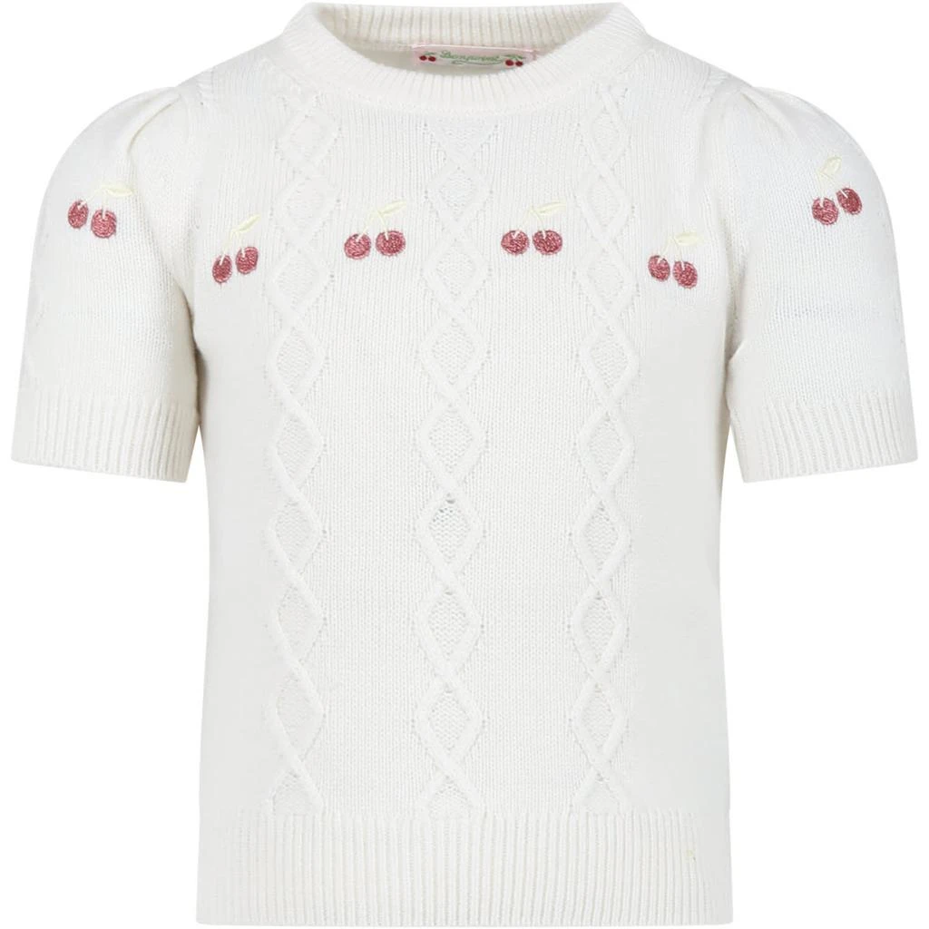 商品Bonpoint|White Sweater For Girl With Cherries,价格¥1386,第1张图片
