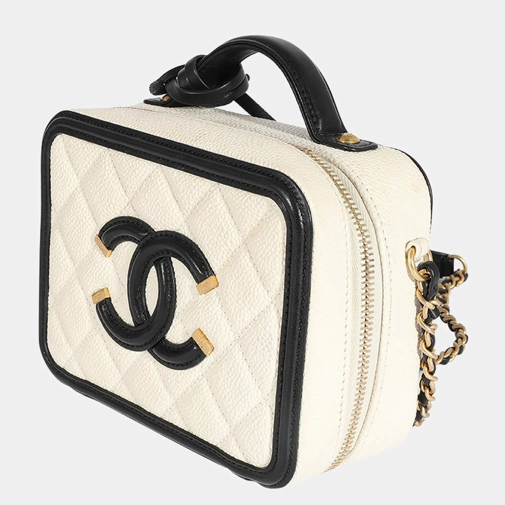 商品[二手商品] Chanel|Chanel White Quilted Caviar Leather Small Filigree Vanity Case Shoulder Bag ,价格¥33665,第2张图片详细描述