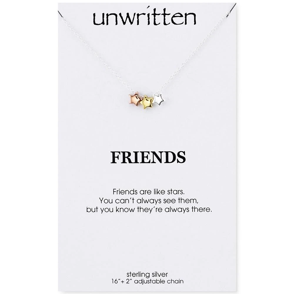 商品Unwritten|Tri-Color Star Trio Pendant Necklace in Sterling Silver,价格¥524,第1张图片