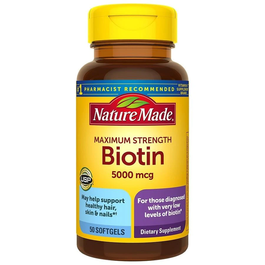 商品Nature Made|Maximum Strength Biotin 5000 mcg Softgels,价格¥111,第1张图片
