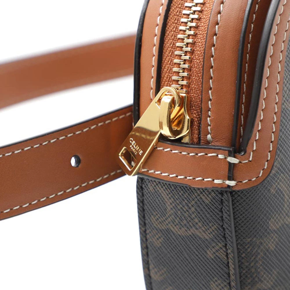CELINE/赛琳 2020早春新款 Triomphe系列 棕色皮革拼接老花帆布复古腰包 192672-BZJ-04LU 商品