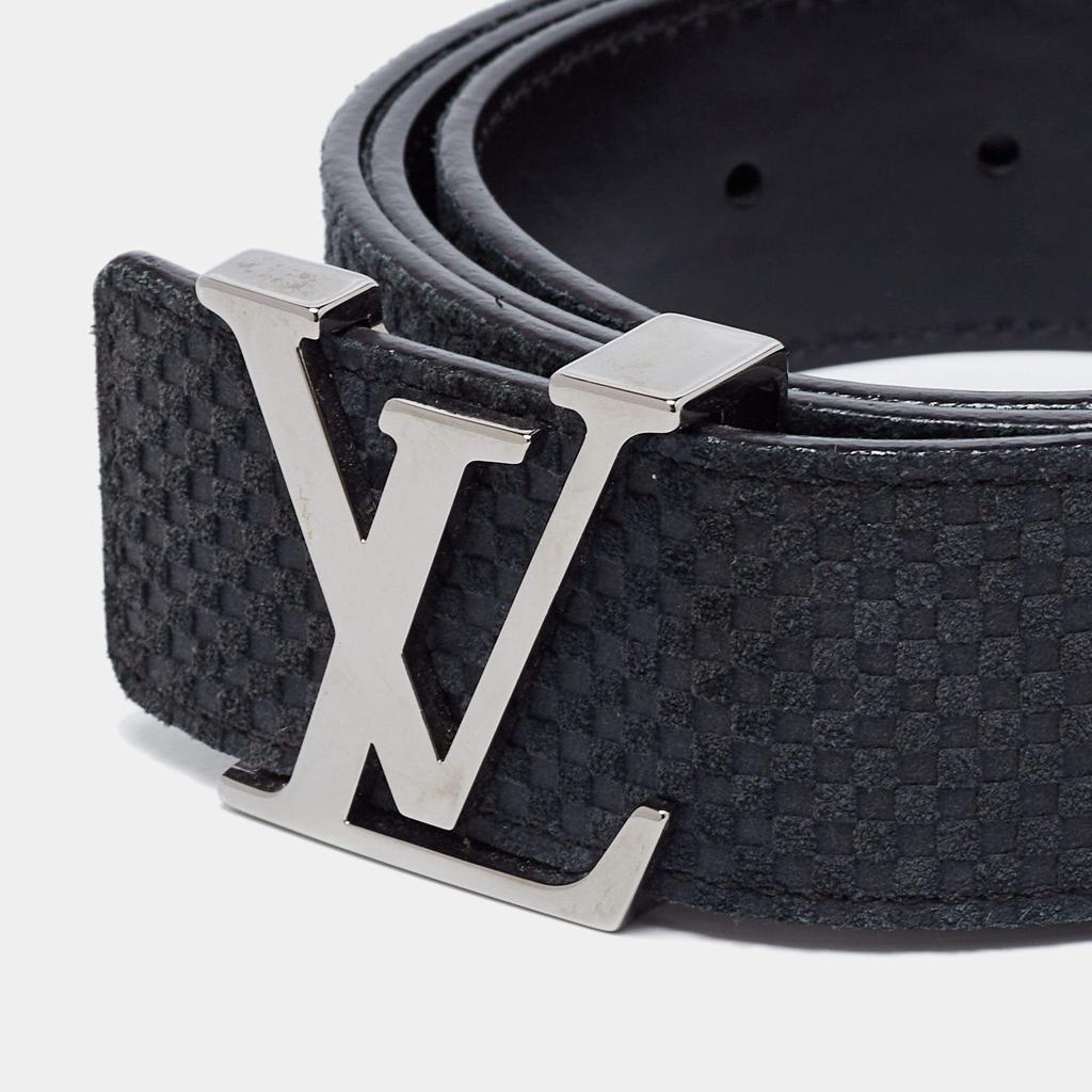 Louis Vuitton Black Mini Damier Suede LV Initiales Belt 90CM商品第3张图片规格展示
