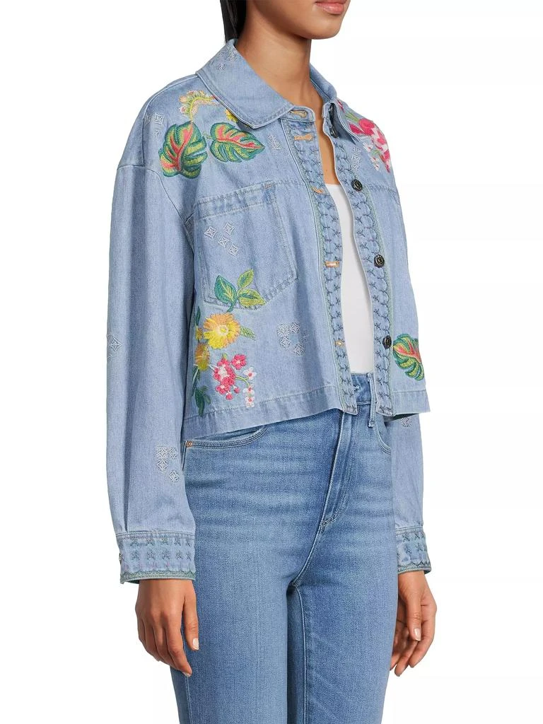 商品Johnny Was|Jeanette Embroidered Floral Denim Crop Jacket,价格¥1106,第4张图片详细描述