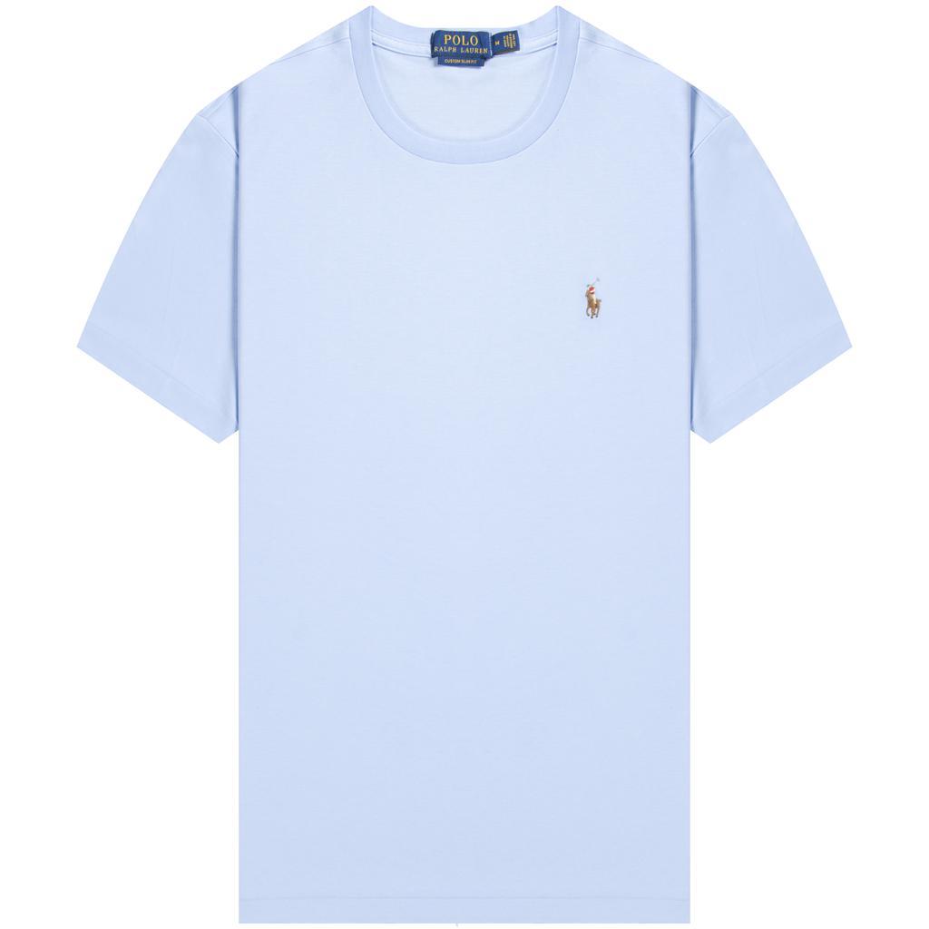 商品Ralph Lauren|Ralph Lauren Custom Slim Soft Touch T-Shirt Sky Blue,价格¥556,第1张图片