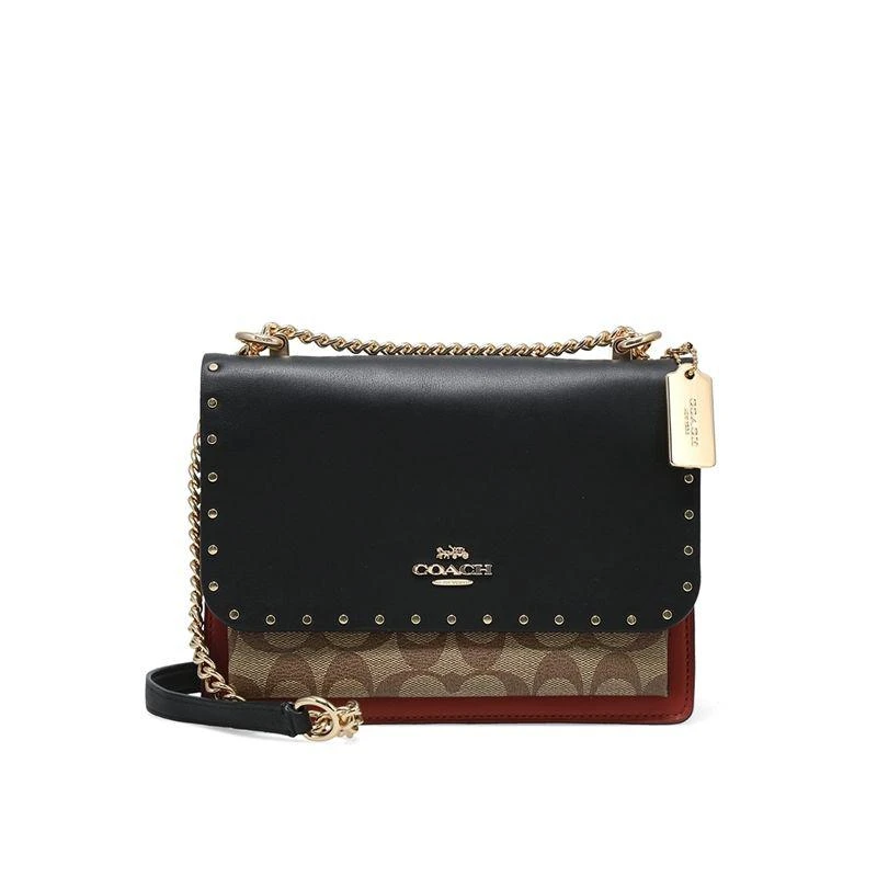 商品Coach|香港直邮coach蔻驰女士PVC配皮单肩斜挎小方包101357902潮流时尚,价格¥3189,第1张图片