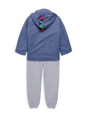 商品Little Me|Little Boy's 3-Piece Dino Hoodie, Heathered Joggers & Striped T-Shirt Set,价格¥159,第2张图片详细描述
