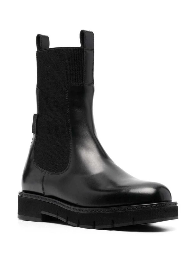 商品Salvatore Ferragamo|Ferragamo Black Chelsea Boots Crafted In Smooth Calf Leather With Elastic Knit Side Inserts And With Rubber Sole With Little Heel,价格¥4422,第2张图片详细描述
