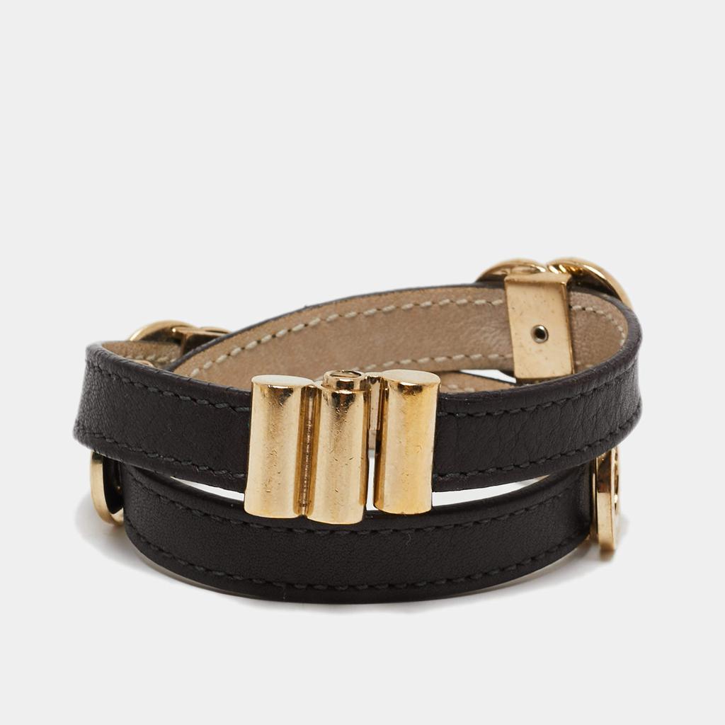 Bvlgari Interlocking Rings Brown Leather  Double Coiled Bracelet商品第4张图片规格展示