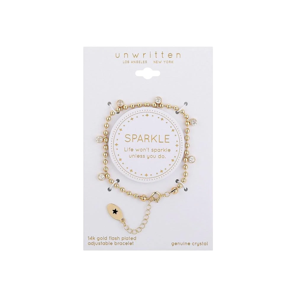 商品Unwritten|14K Gold Flash-Plated Cubic Zirconia Bead Charm Bracelet,价格¥179,第2张图片详细描述