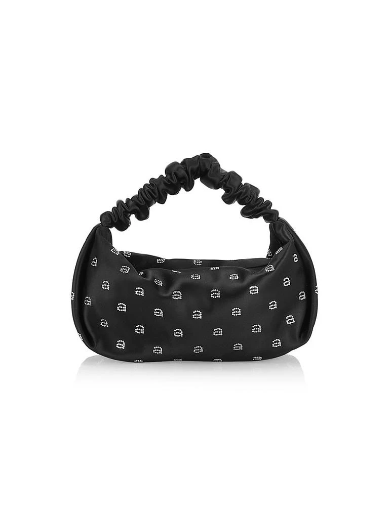 商品Alexander Wang|Mini Scrunchie Crystal-Embellished Monogram Satin Top Handle Bag,价格¥3379,第1张图片