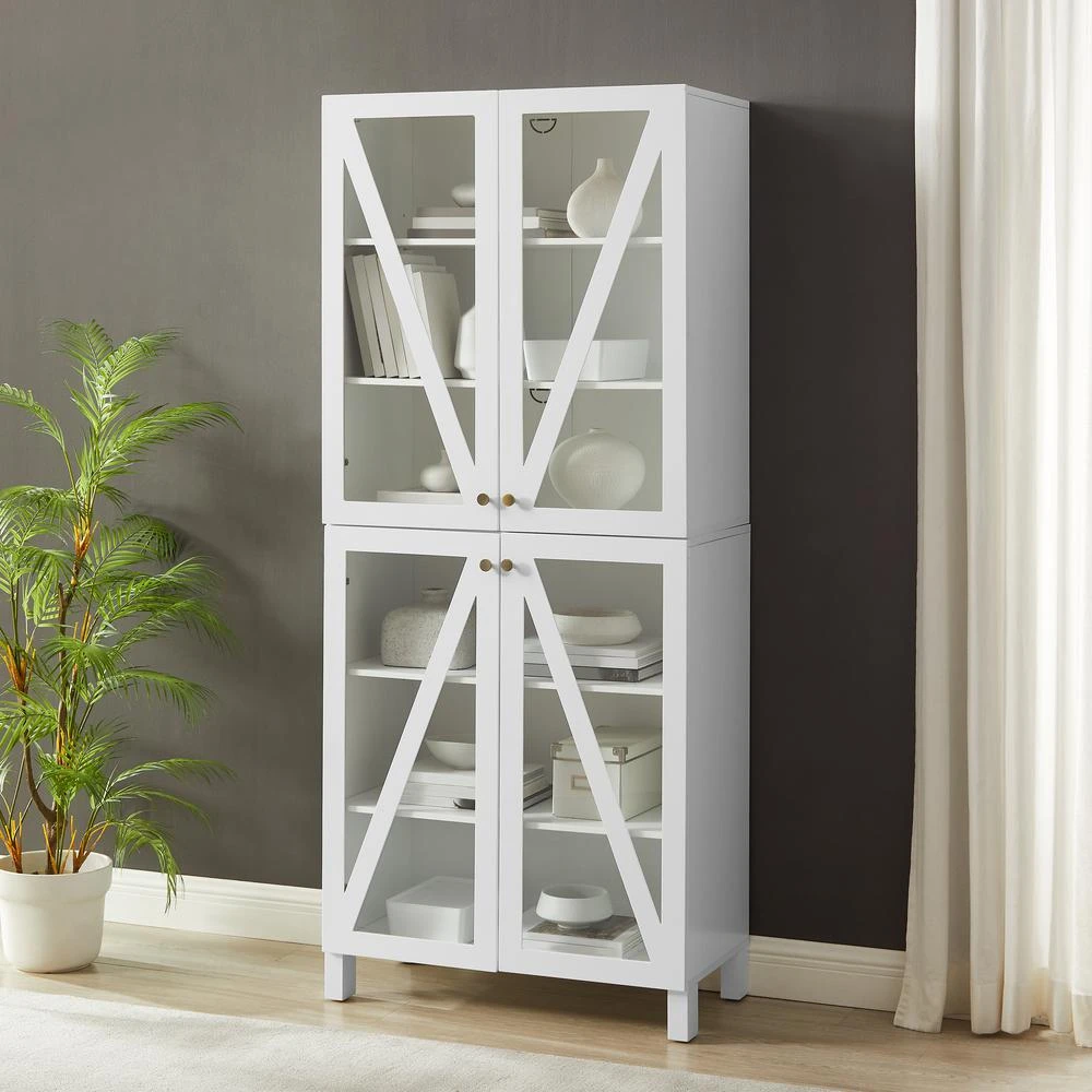 商品Crosley|Cassai Tall Storage Pantry White - 2 Stackable Pantries,价格¥3883,第4张图片详细描述