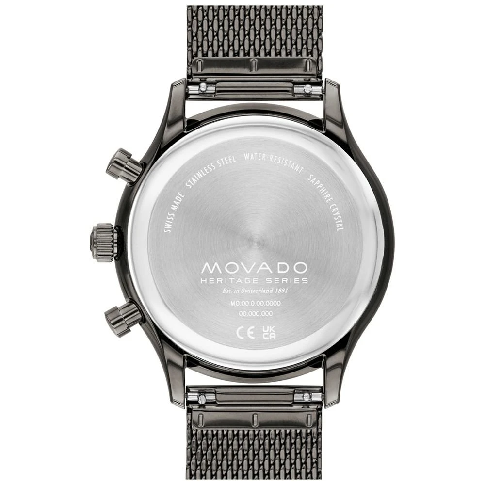 商品Movado|Men's Heritage Ionic Plated Gray Steel Bracelet Watch 43mm,价格¥8152,第3张图片详细描述