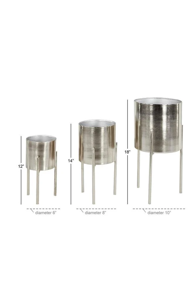 商品WILLOW ROW|Silvertone Metal Contemporary Planter with Removable Stand - Set of 3,价格¥758,第4张图片详细描述