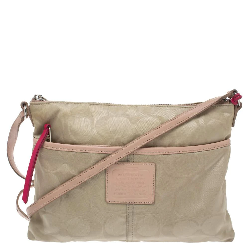 商品[二手商品] Coach|Coach Beige/Pink Nylon and Leather Crossbody Bag,价格¥1039,第1张图片