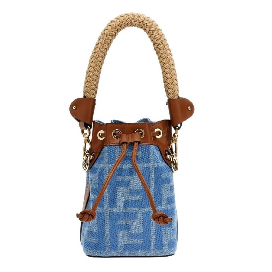 かごバッグ FENDI  mon tresor jacquard ff denim effect bucket bag Mon Tresor Fabric Blue | Fendi
